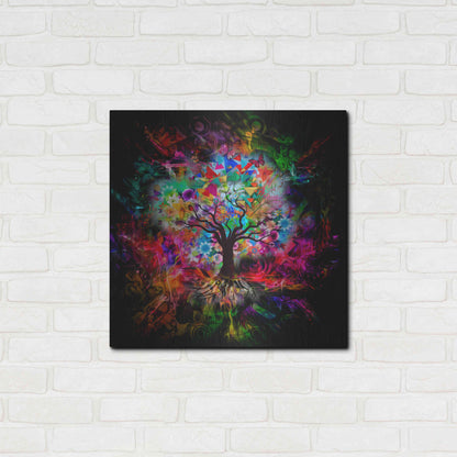 Luxe Metal Art 'Kaleidoscope Tree Black' Metal Wall Art,24x24