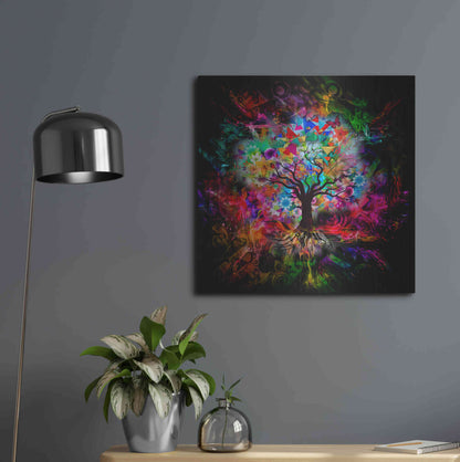 Luxe Metal Art 'Kaleidoscope Tree Black' Metal Wall Art,24x24