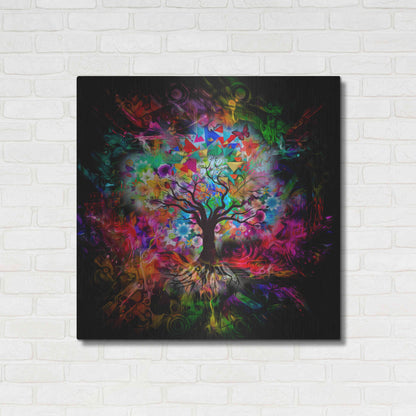 Luxe Metal Art 'Kaleidoscope Tree Black' Metal Wall Art,36x36