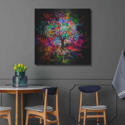 Luxe Metal Art 'Kaleidoscope Tree Black' Metal Wall Art,36x36