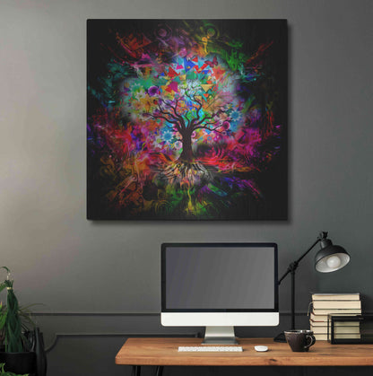 Luxe Metal Art 'Kaleidoscope Tree Black' Metal Wall Art,36x36