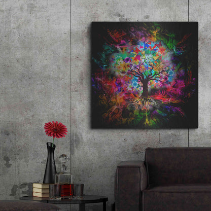 Luxe Metal Art 'Kaleidoscope Tree Black' Metal Wall Art,36x36