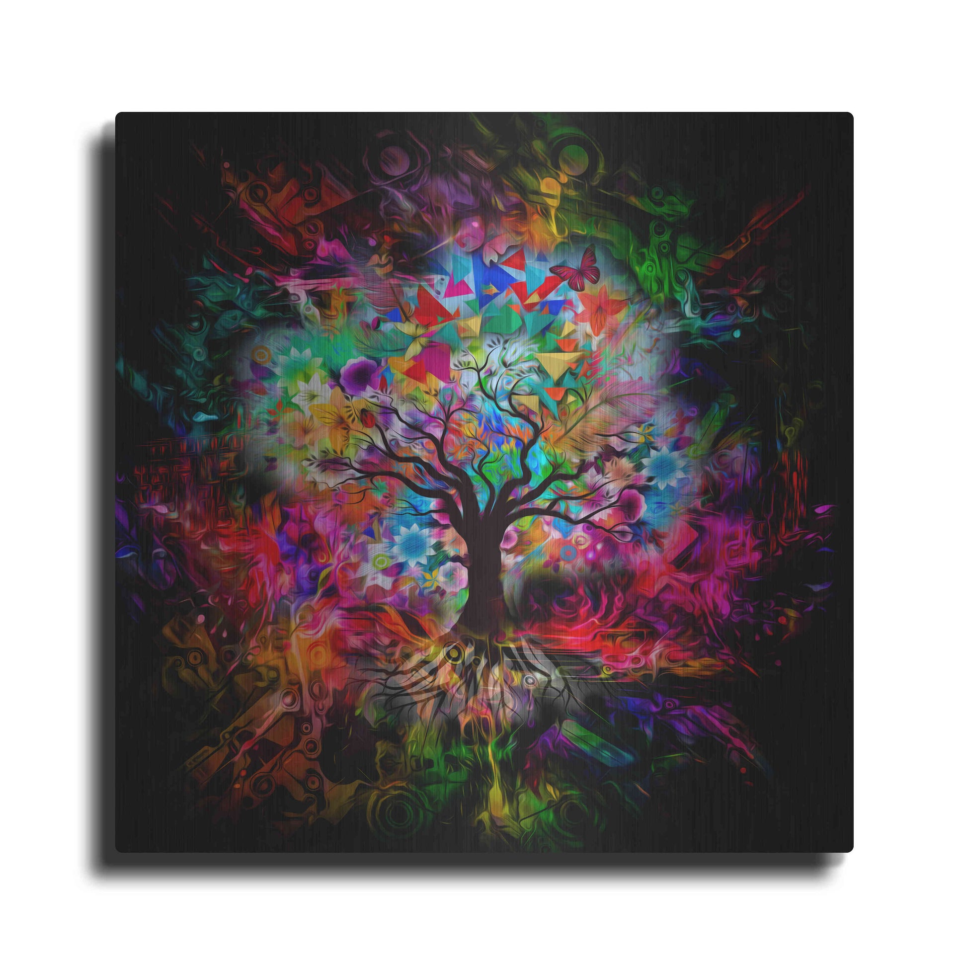 Luxe Metal Art 'Kaleidoscope Tree Black' Metal Wall Art