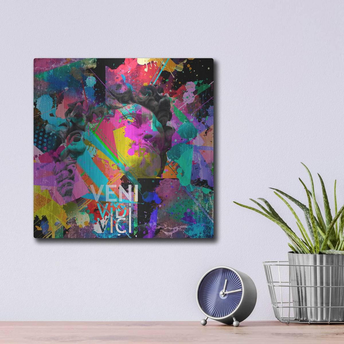 'Michelangelo's David Color' – Metal Wall Art, 12x12 room view