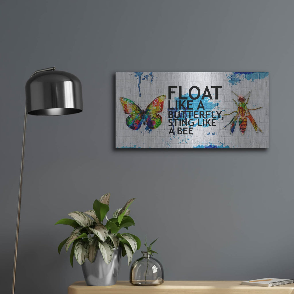 'Float Like a Butterfly, Sting Like a Bee' – Metal Wall Art, 24x12 room view