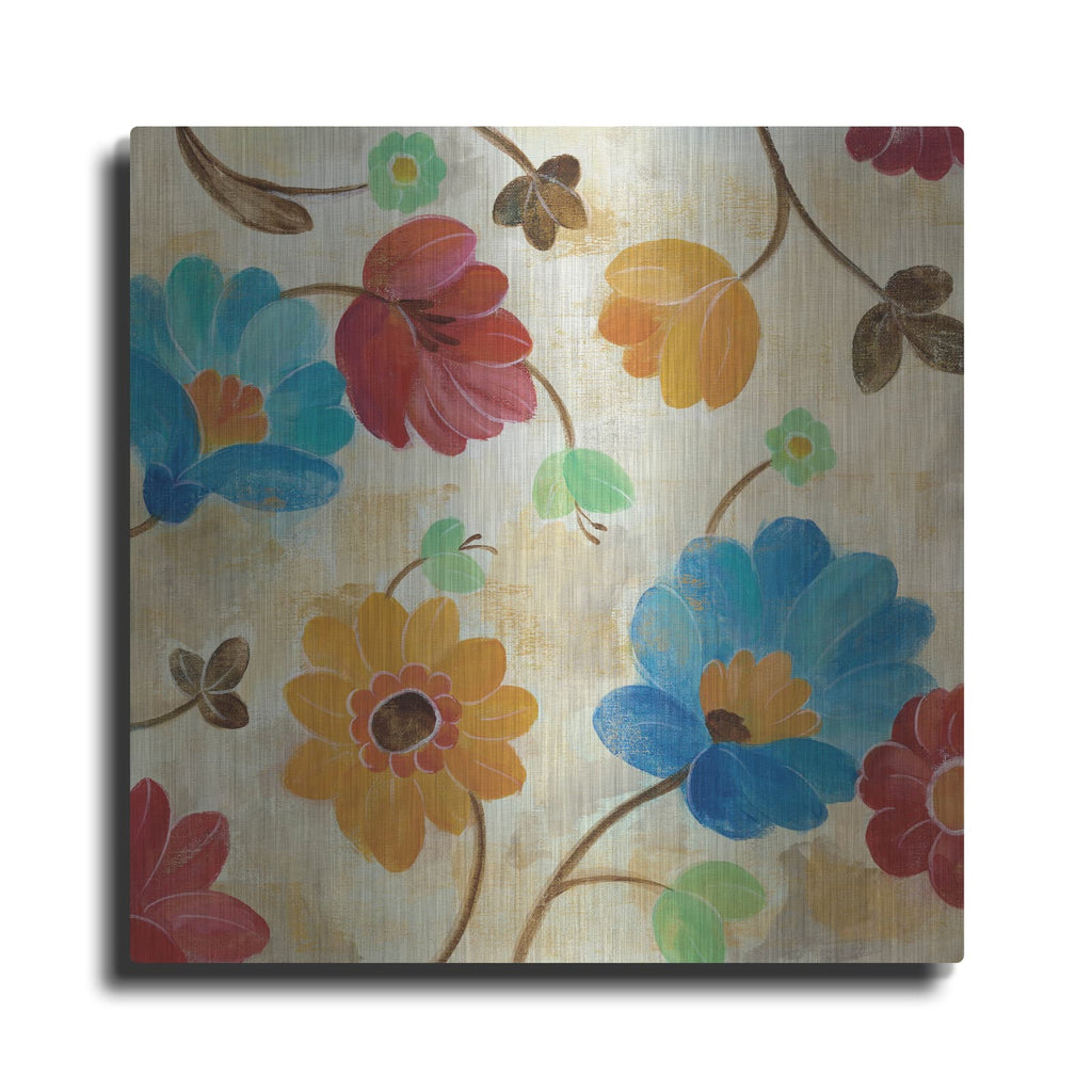 'Coral and Teal Garden I' by Silvia Vassileva – Metal Wall Art