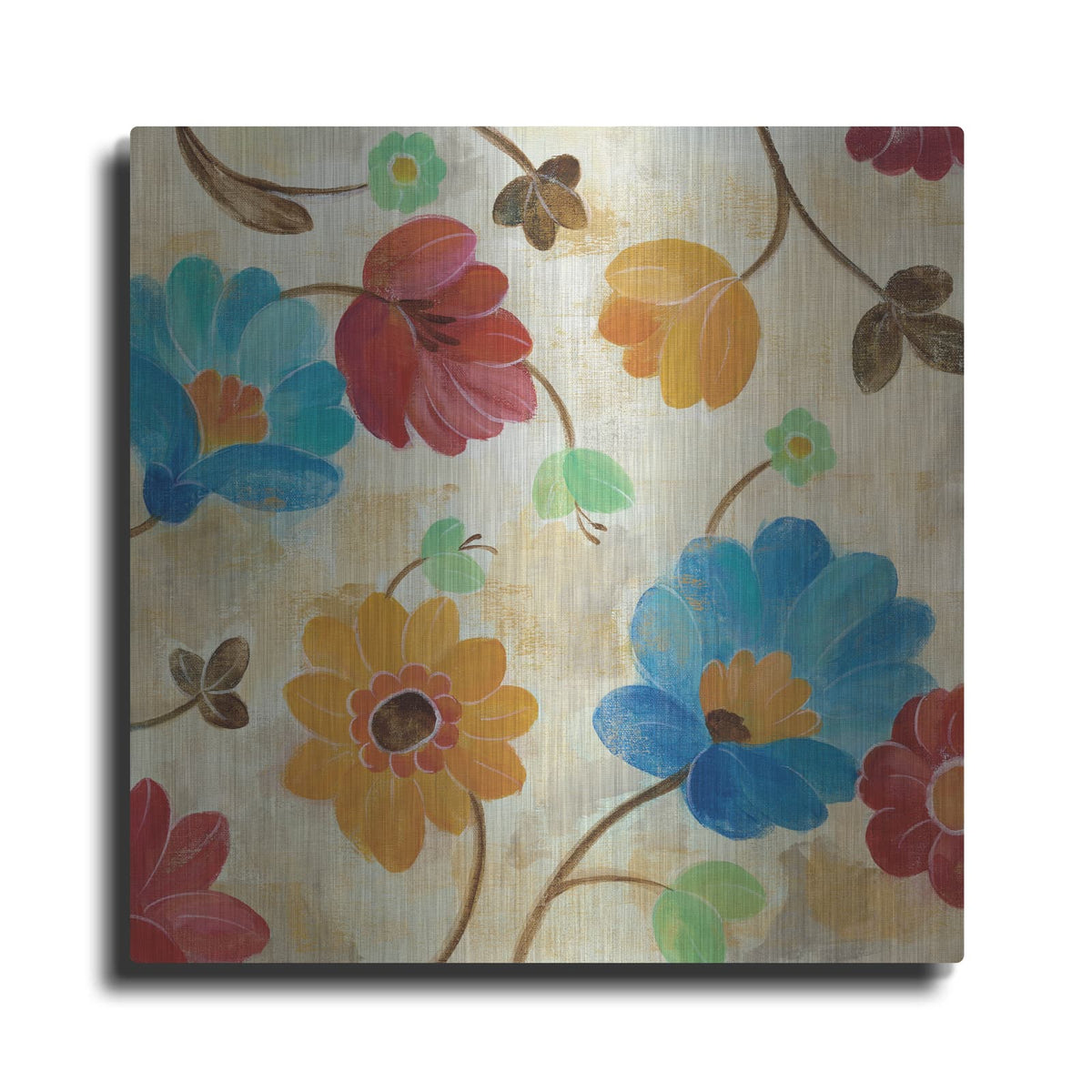 'Coral and Teal Garden I' by Silvia Vassileva – Metal Wall Art