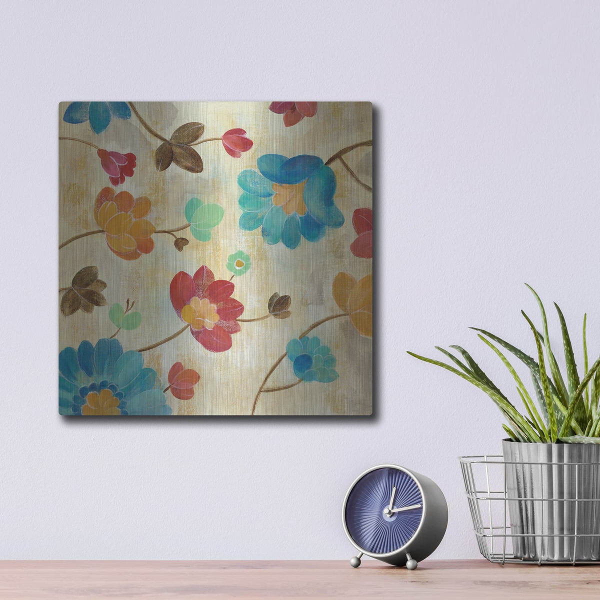'Coral and Teal Garden II' by Silvia Vassileva – Metal Wall Art, 12x12 room view