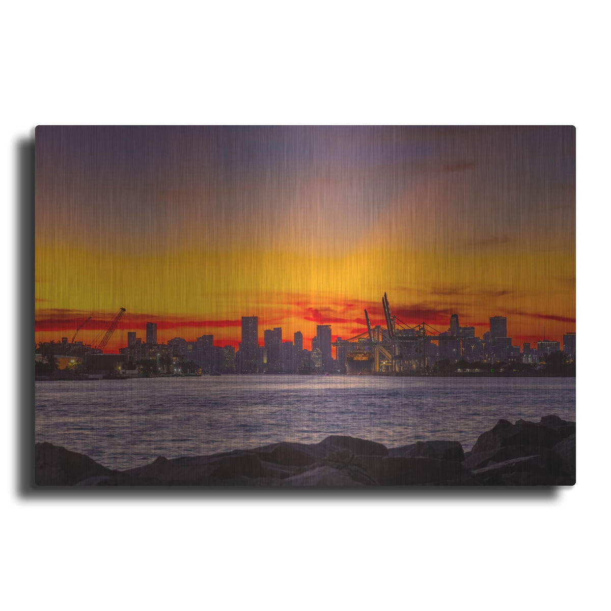'Port Of Miami - Last Light' by Luxe Metal Portfolio – Metal Wall Art