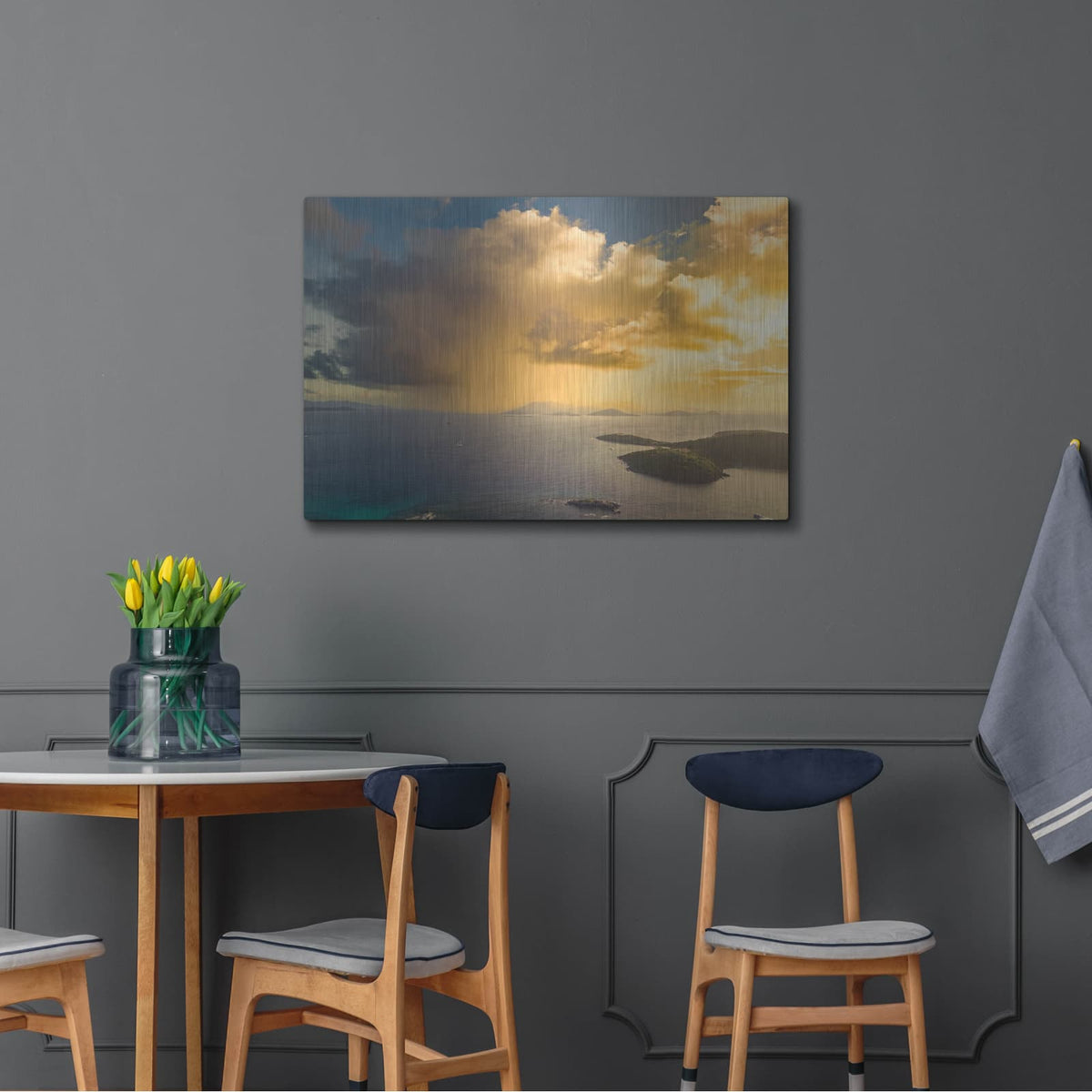'Morning Rain Over Pillsbury Sound USVI' by Luxe Metal Portfolio – Metal Wall Art, 36x24 room view