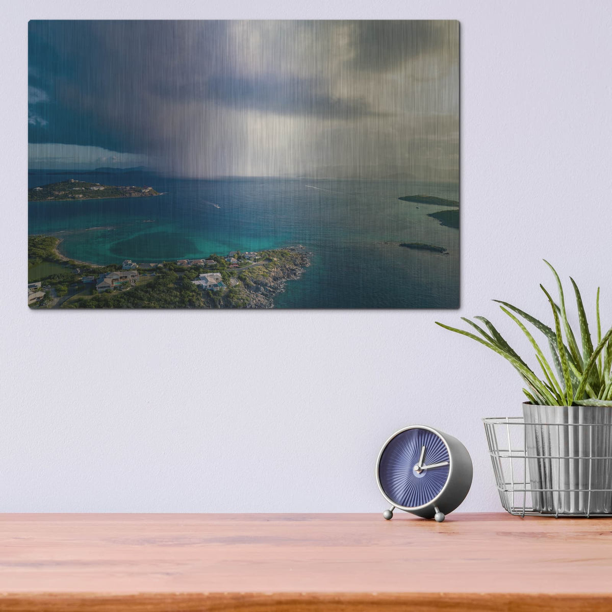 'St Thomas USVI Rain' by Luxe Metal Portfolio – Metal Wall Art, 16x12 room view