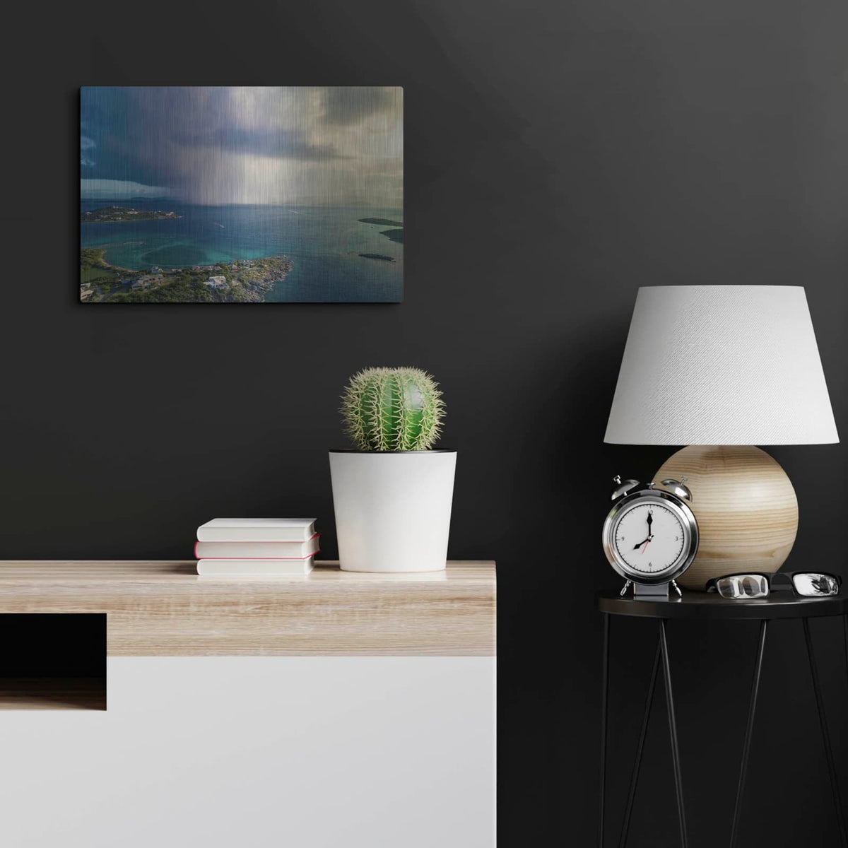 'St Thomas USVI Rain' by Luxe Metal Portfolio – Metal Wall Art, 24x16 room view