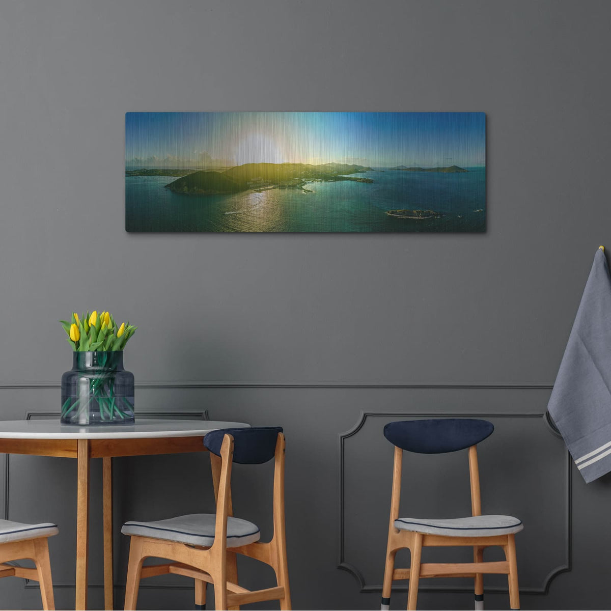 'St Thomas USVI Sunset' by Luxe Metal Portfolio – Metal Wall Art, 48x16 room view