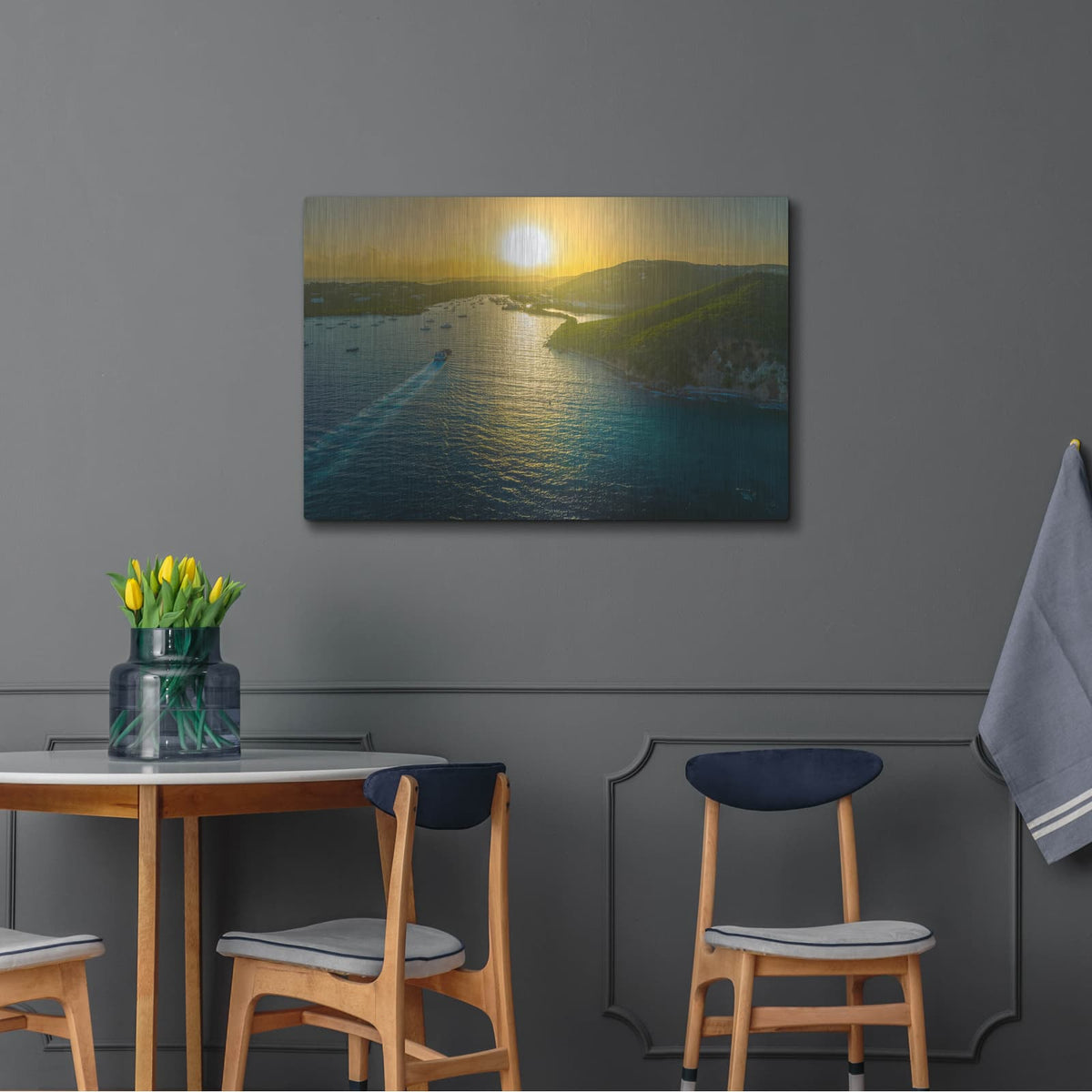 'Sunset over Vessup Bay St Thomas USVI' by Luxe Metal Portfolio – Metal Wall Art, 36x24 room view