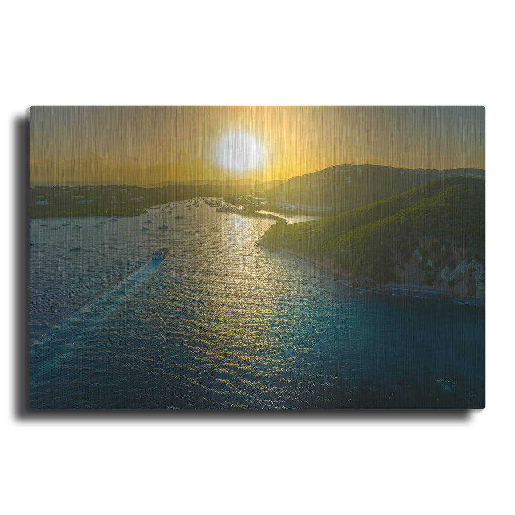 'Sunset over Vessup Bay St Thomas USVI' by Luxe Metal Portfolio – Metal Wall Art
