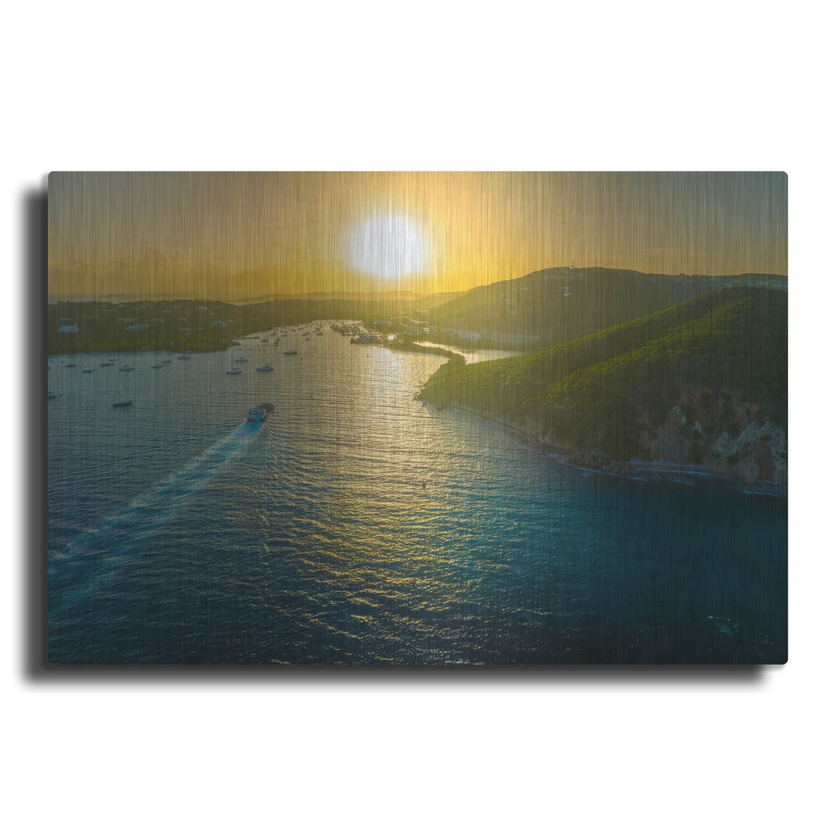 'Sunset over Vessup Bay St Thomas USVI' by Luxe Metal Portfolio – Metal Wall Art