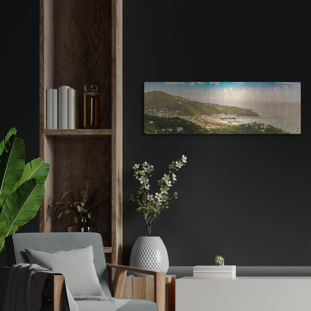 'Saint Thomas US Virgin Islands' by Luxe Metal Portfolio – Metal Wall Art, 36x12 room view