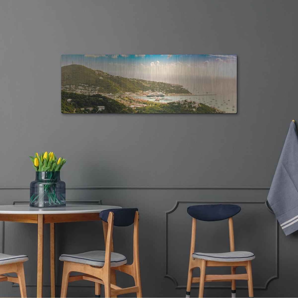 'Saint Thomas US Virgin Islands' by Luxe Metal Portfolio – Metal Wall Art, 48x16 room view