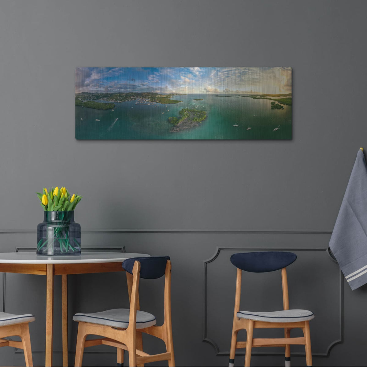 'St Thomas USVI Sunset Panorama' by Luxe Metal Portfolio – Metal Wall Art, 48x16 room view