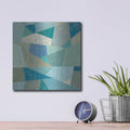 'Teal Geo Metric' by Silvia Vassileva – Metal Wall Art, 12x12 room view