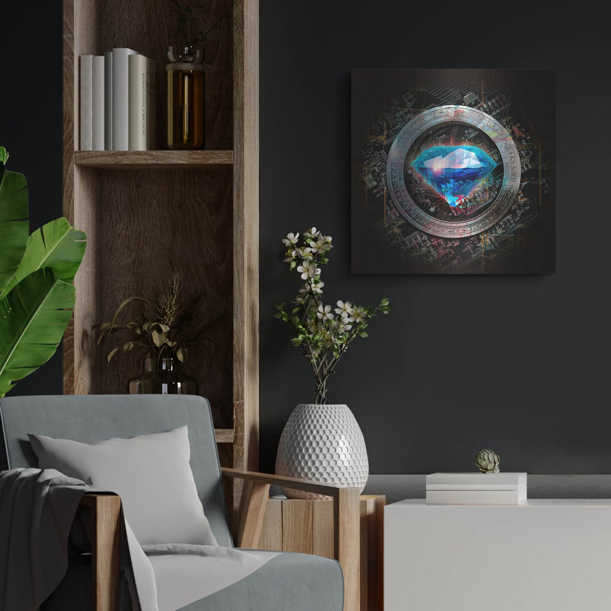 'TON Crypto Power' by Valentyn Artemenko – Metal Wall Art, 24x24 room view