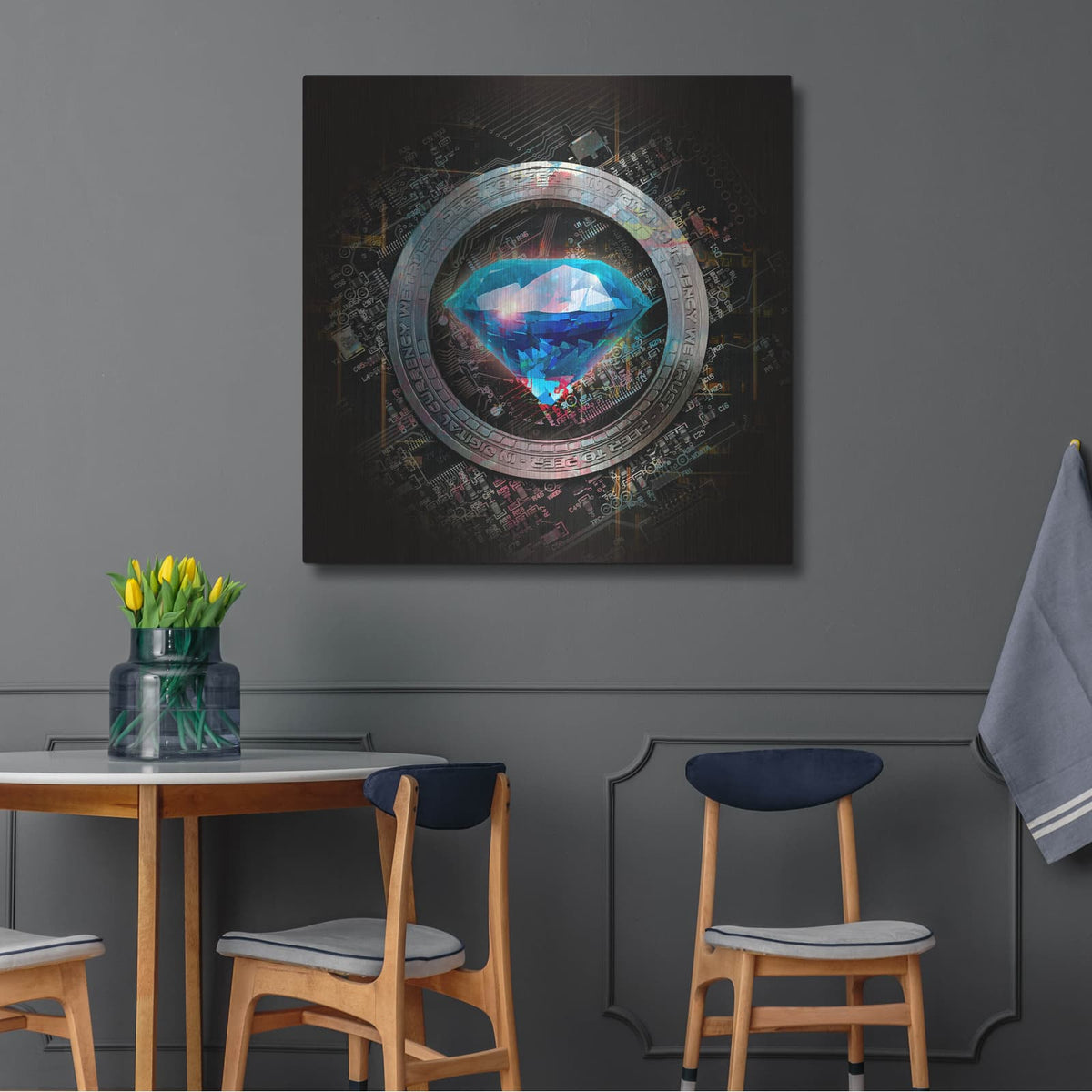 'TON Crypto Power' by Valentyn Artemenko – Metal Wall Art, 36x36 room view