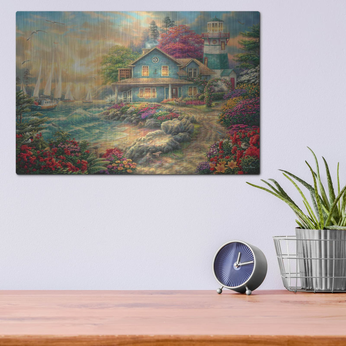'Sunrise by the Sea' by Chuck Pinson – Metal Wall Art, 16x12 room view