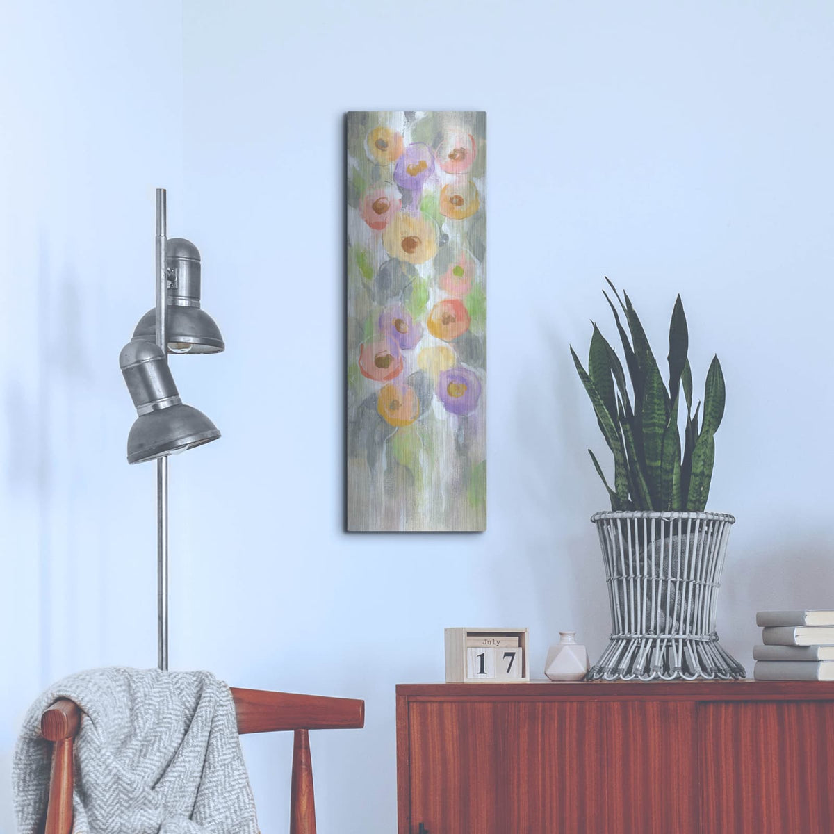 'Dreamy Flowers II' by Silvia Vassileva – Metal Wall Art, 12x36 room view