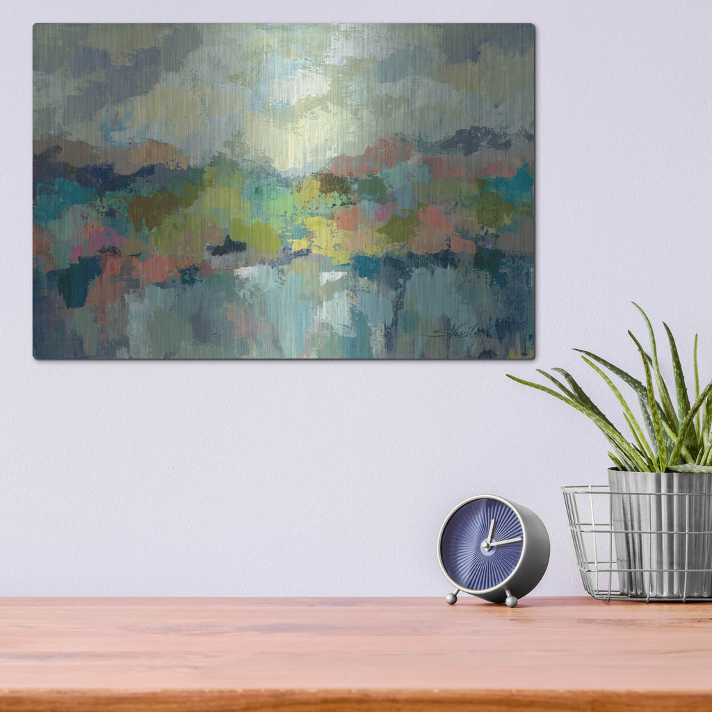 'Abstract Lakeside' by Silvia Vassileva – Metal Wall Art, 16x12 room view