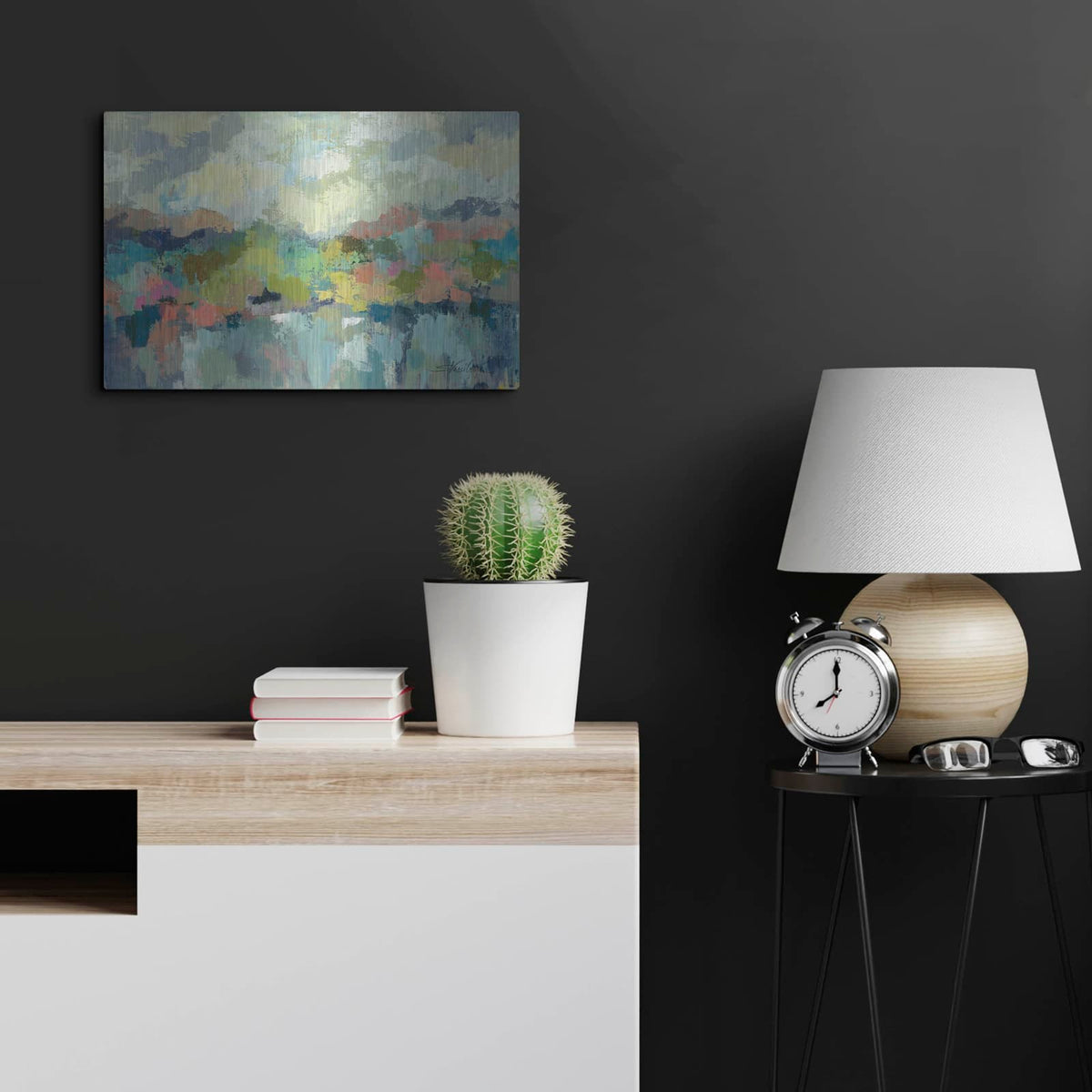 'Abstract Lakeside' by Silvia Vassileva – Metal Wall Art, 24x16 room view