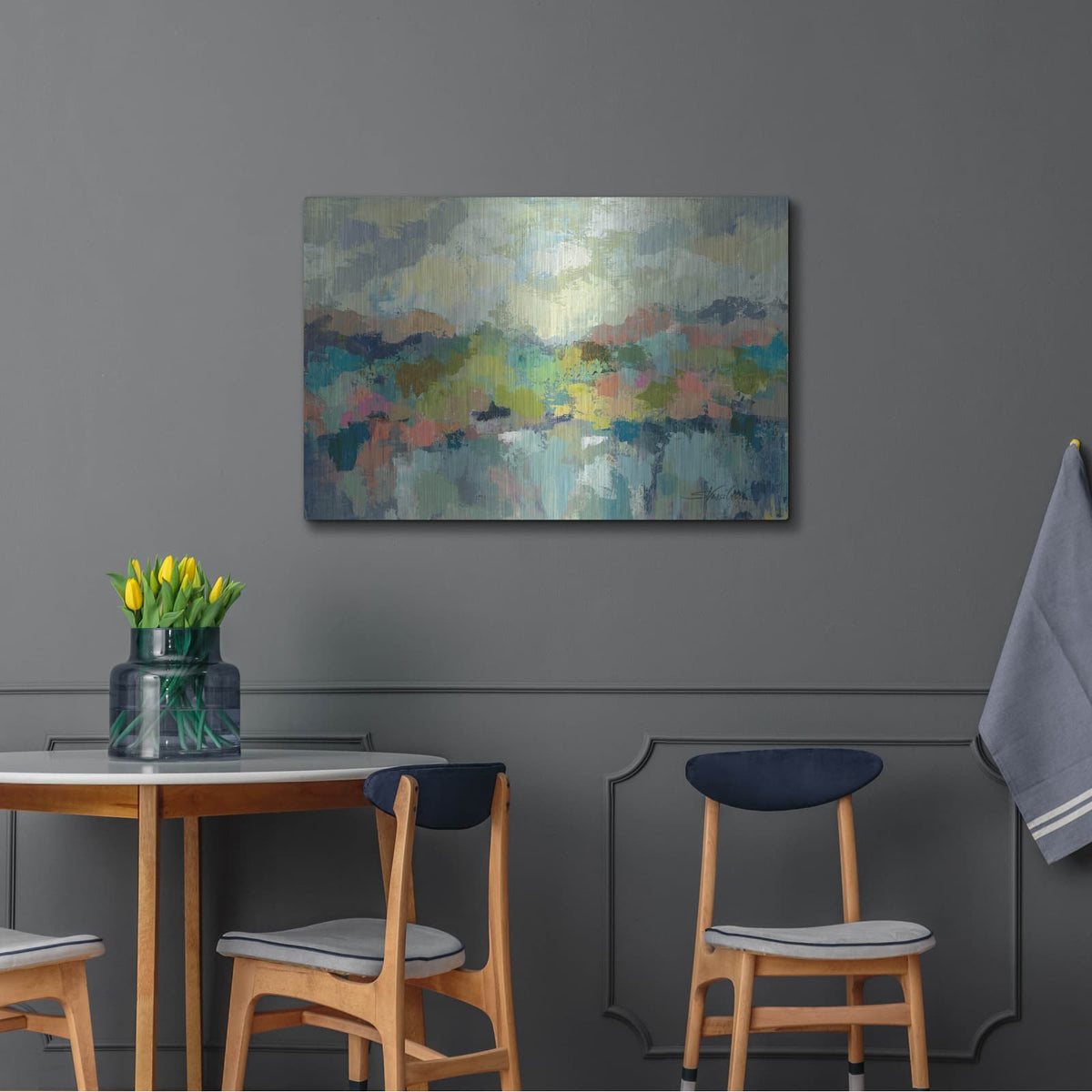 'Abstract Lakeside' by Silvia Vassileva – Metal Wall Art, 36x24 room view