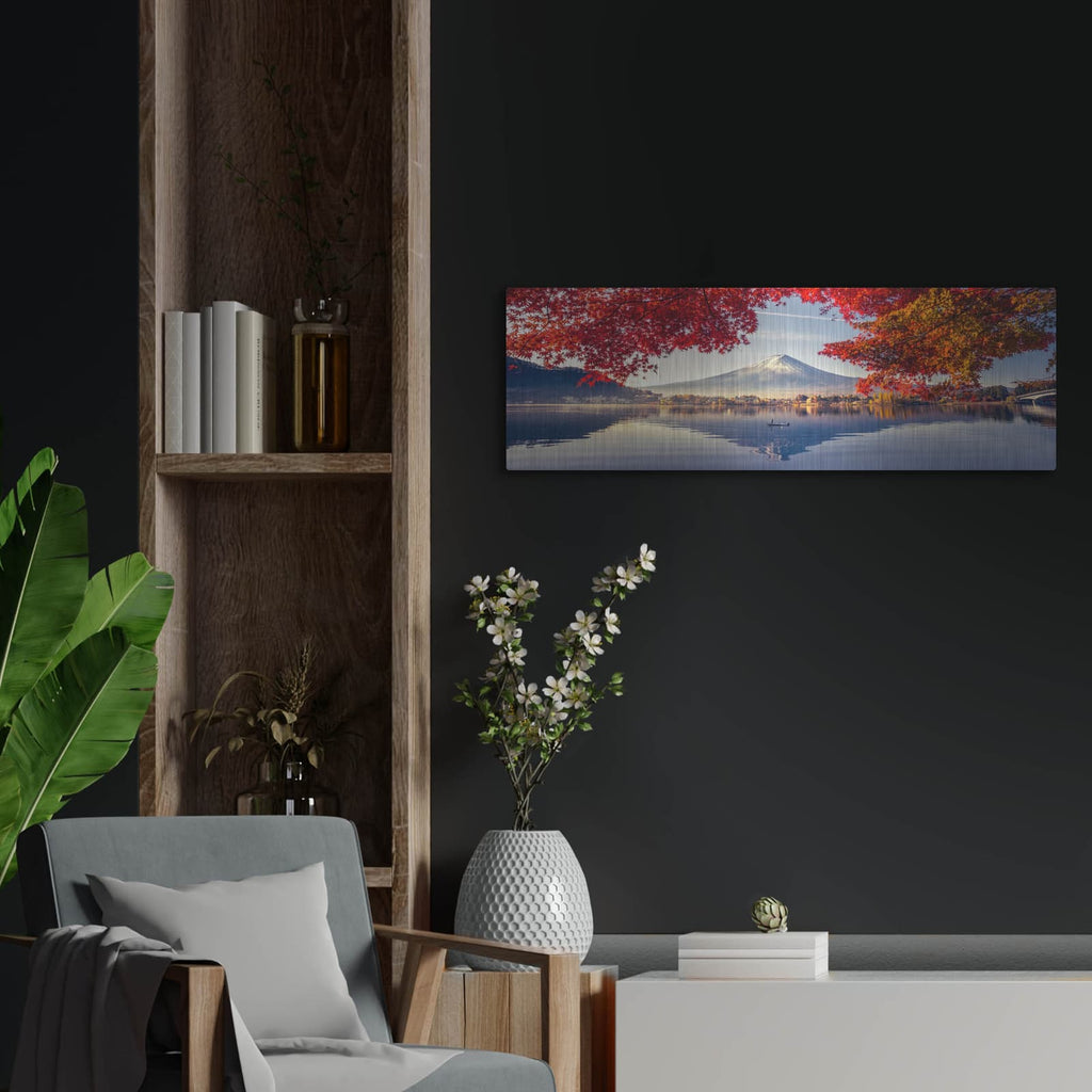 'Mountain Fuji Japan' by Luxe Metal Portfolio – Metal Wall Art, 36x12 room view