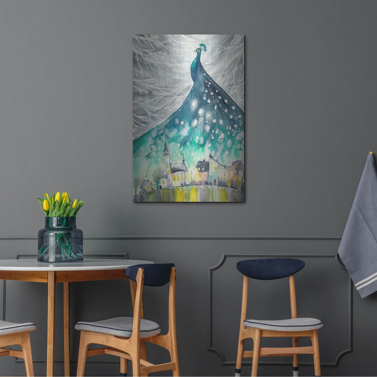 'Peacock's Shadow' by Luxe Metal Portfolio – Metal Wall Art, 24x36 room view