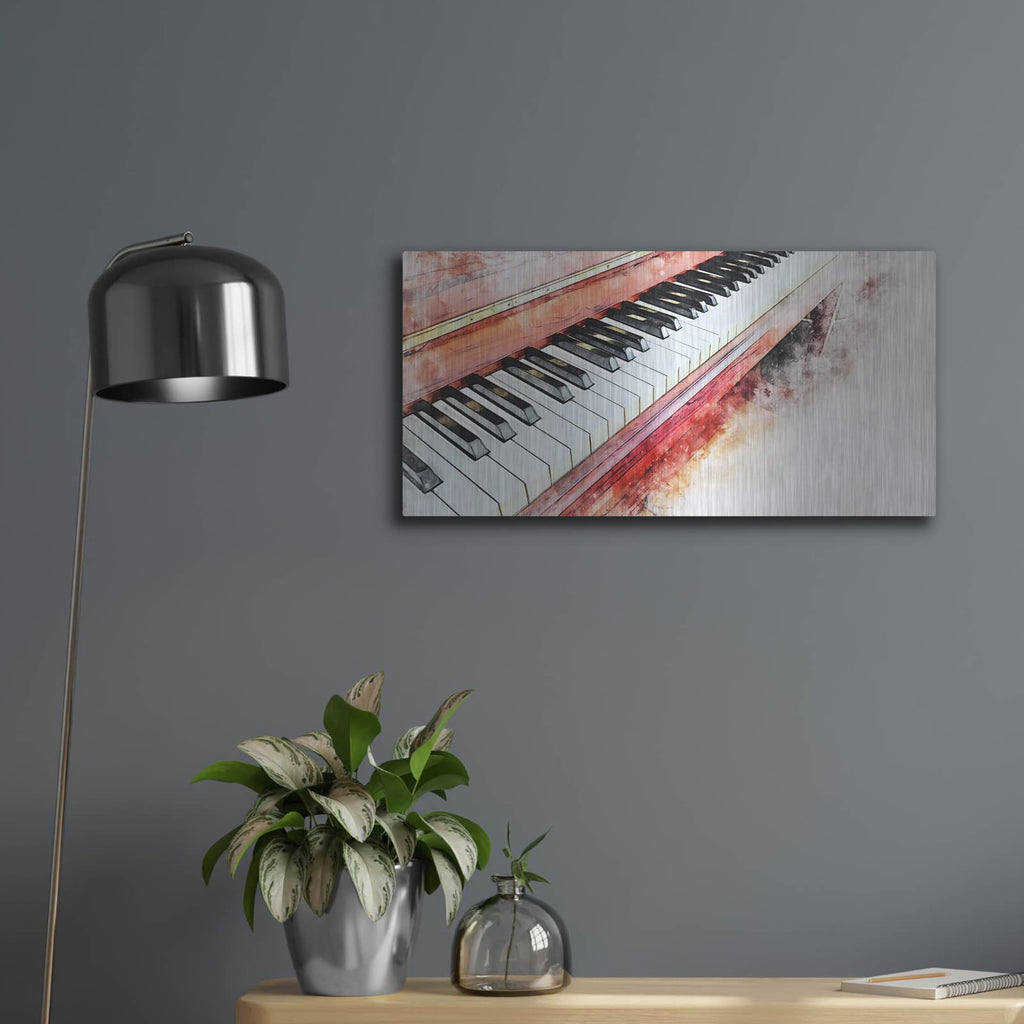 'Red Piano' by Luxe Metal Portfolio – Metal Wall Art, 24x12 room view