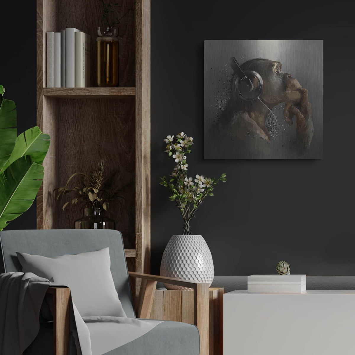 'The thinker' by Luxe Metal Portfolio – Metal Wall Art, 24x24 room view
