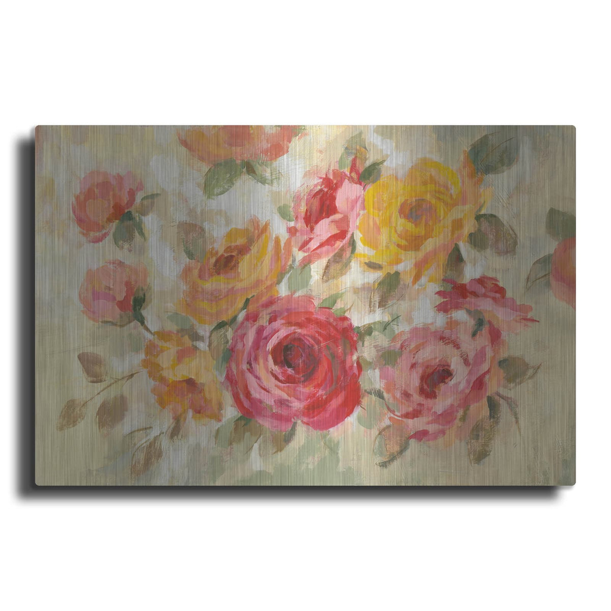 'Brushy Roses' by Silvia Vassileva – Metal Wall Art