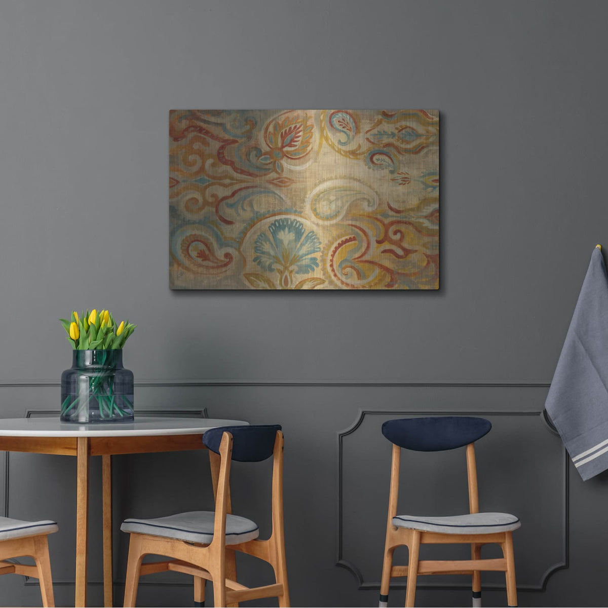 'Antique Paisley' by Silvia Vassileva – Metal Wall Art, 36x24 room view