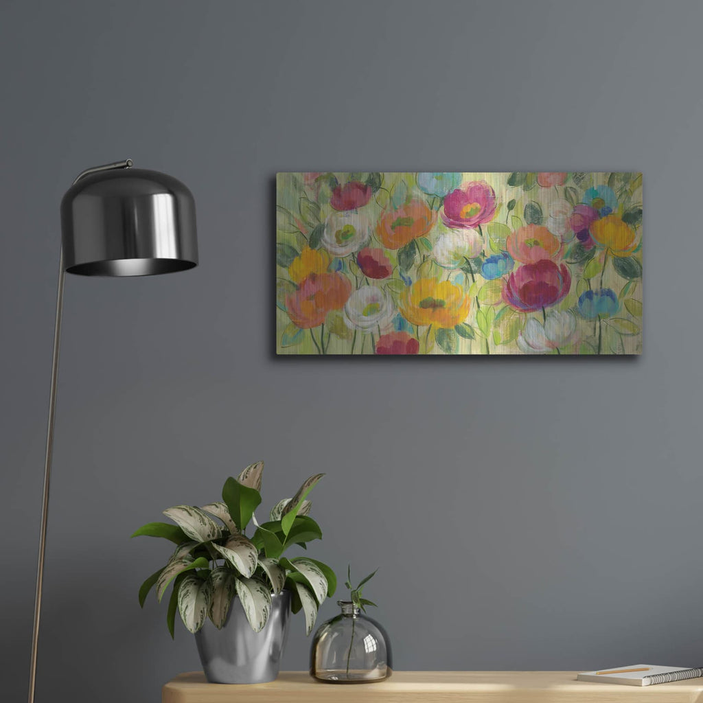 'Chartreuse Garden' by Silvia Vassileva – Metal Wall Art, 24x12 room view