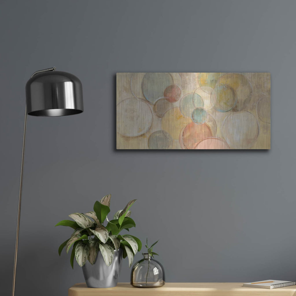'Fresco Bubbles' by Silvia Vassileva – Metal Wall Art, 24x12 room view