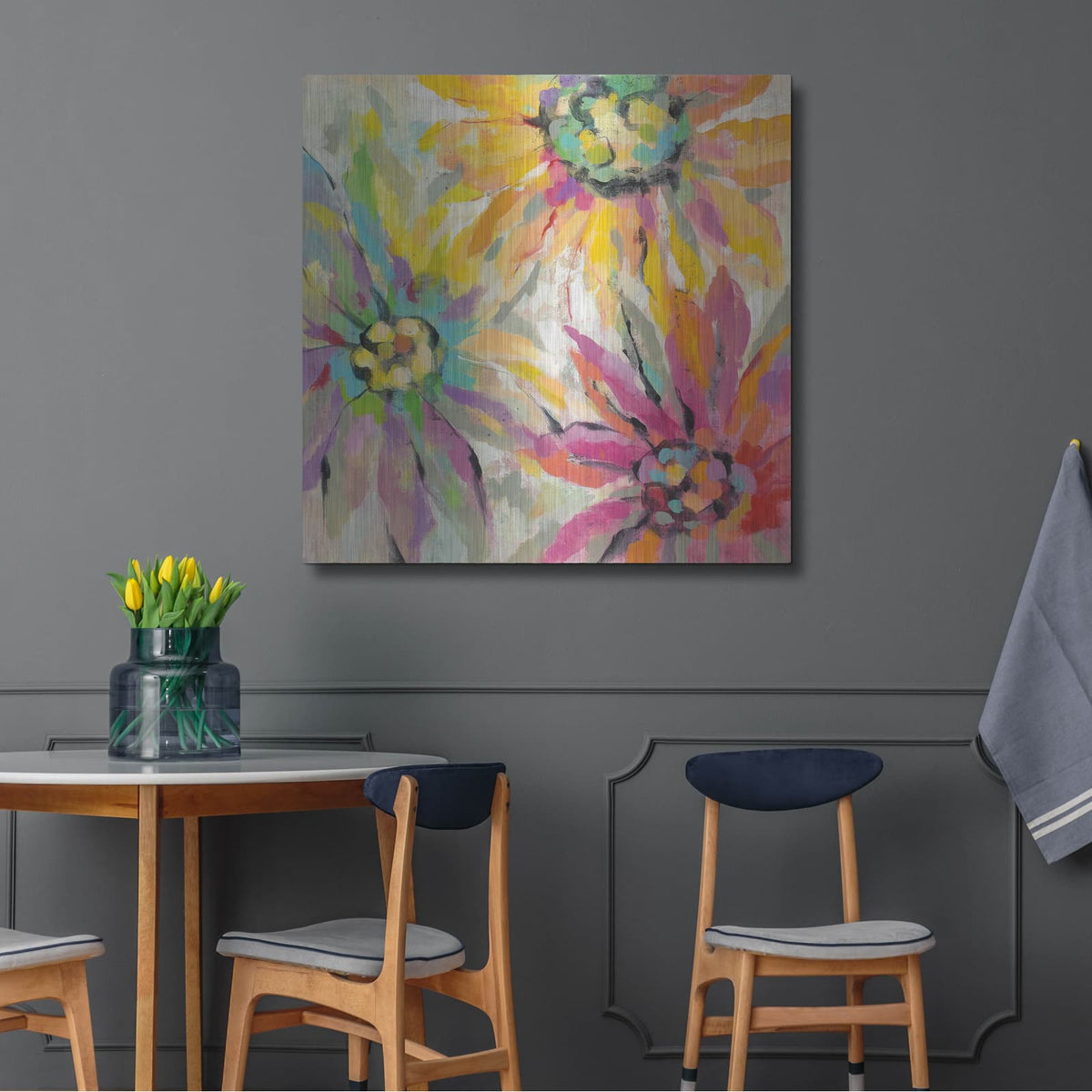 'Abstracted Petals I' by Silvia Vassileva – Metal Wall Art, 36x36 room view
