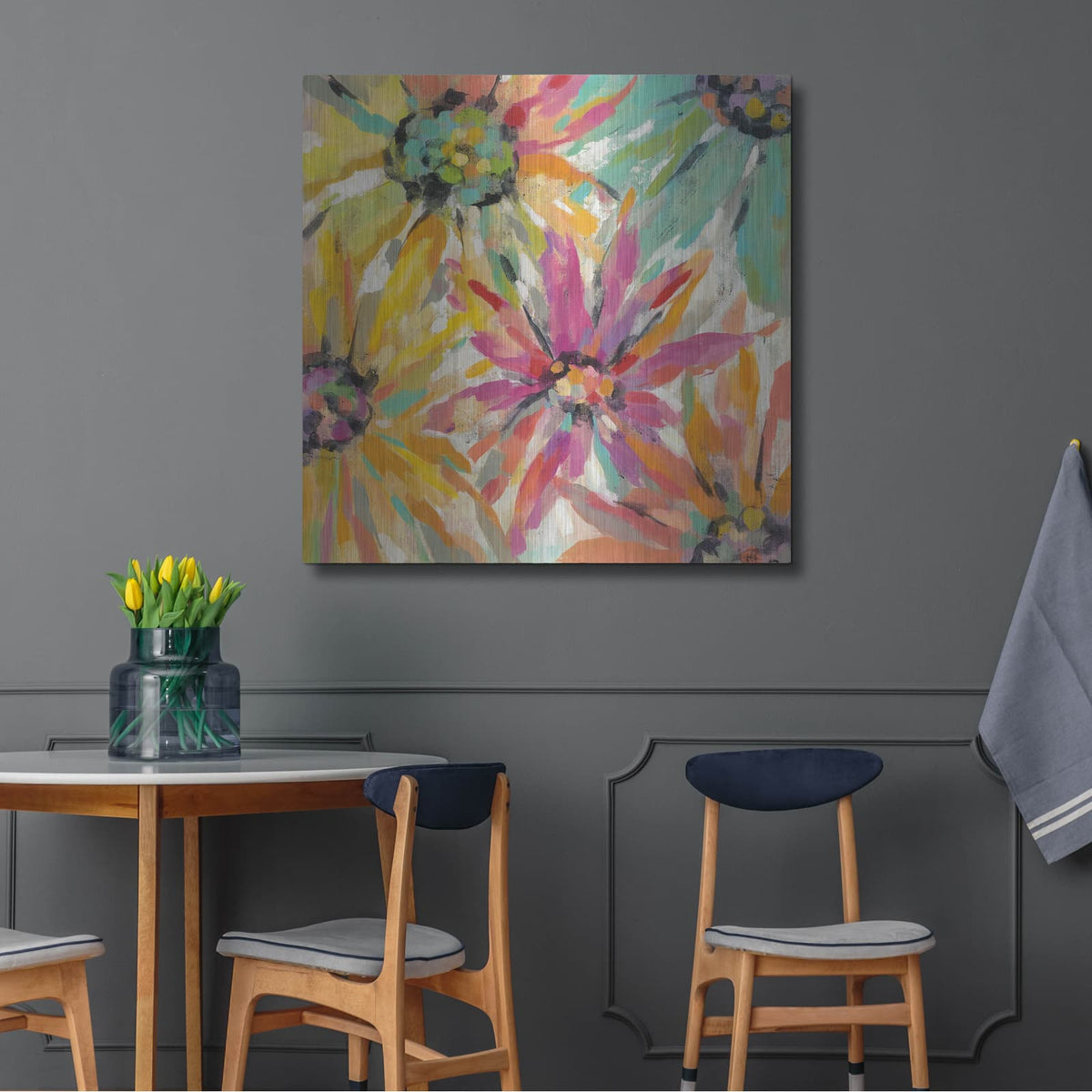 'Abstracted Petals II' by Silvia Vassileva – Metal Wall Art, 36x36 room view
