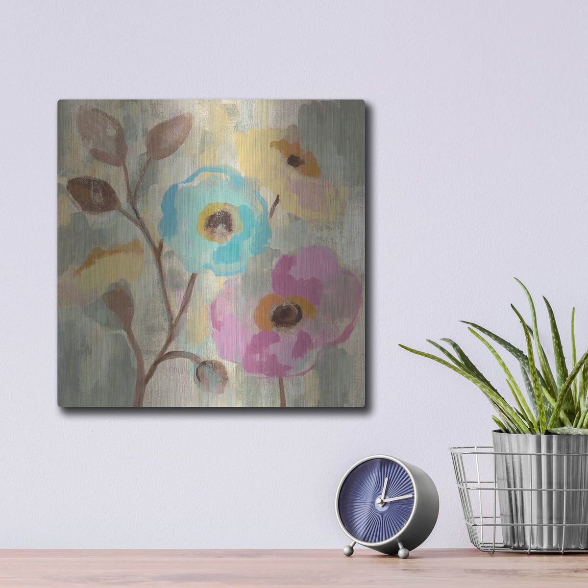 'Fog and Flowers III' by Silvia Vassileva – Metal Wall Art, 12x12 room view