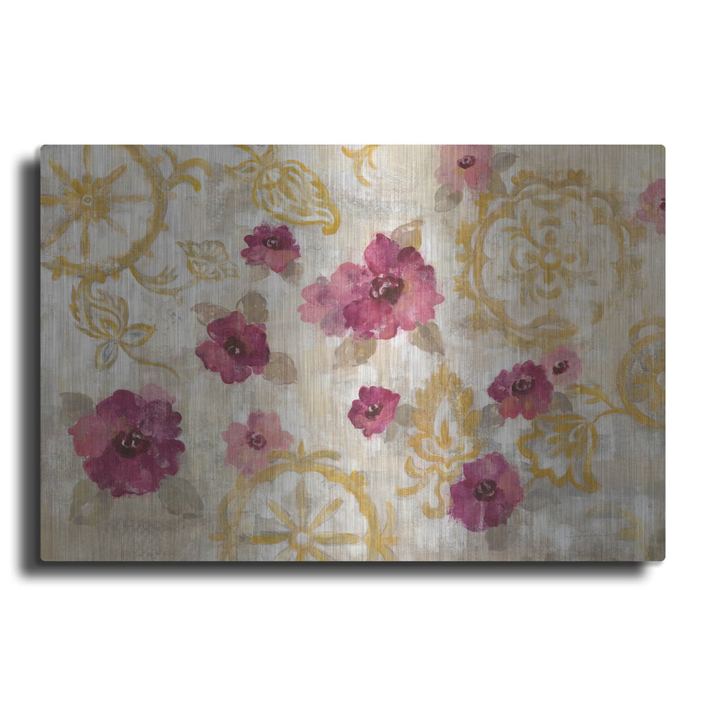 'Elegant Fresco Floral' by Silvia Vassileva – Metal Wall Art