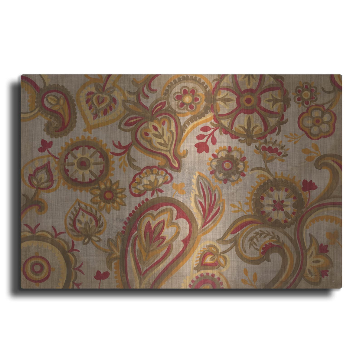 'Linen Paisley' by Silvia Vassileva – Metal Wall Art