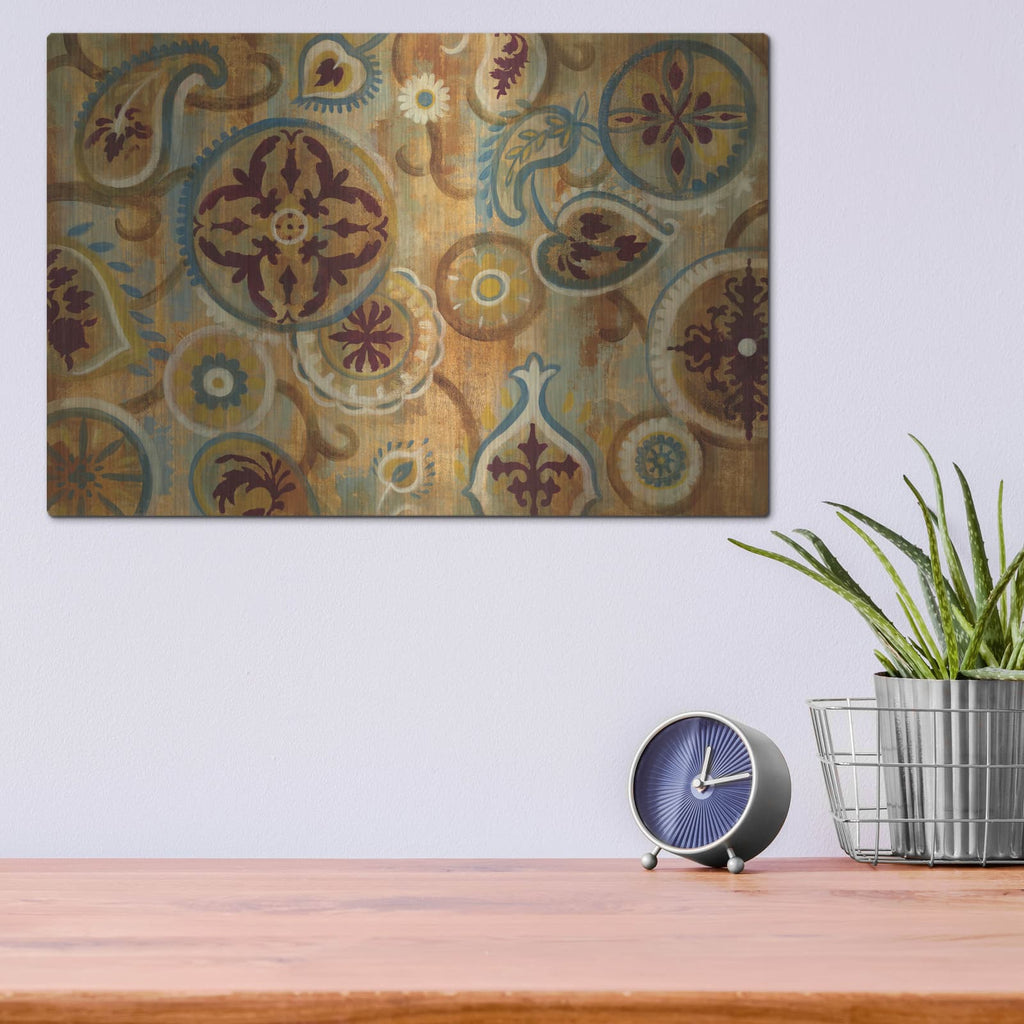 'Burnt Paisley and Mandalas' by Silvia Vassileva – Metal Wall Art, 16x12 room view