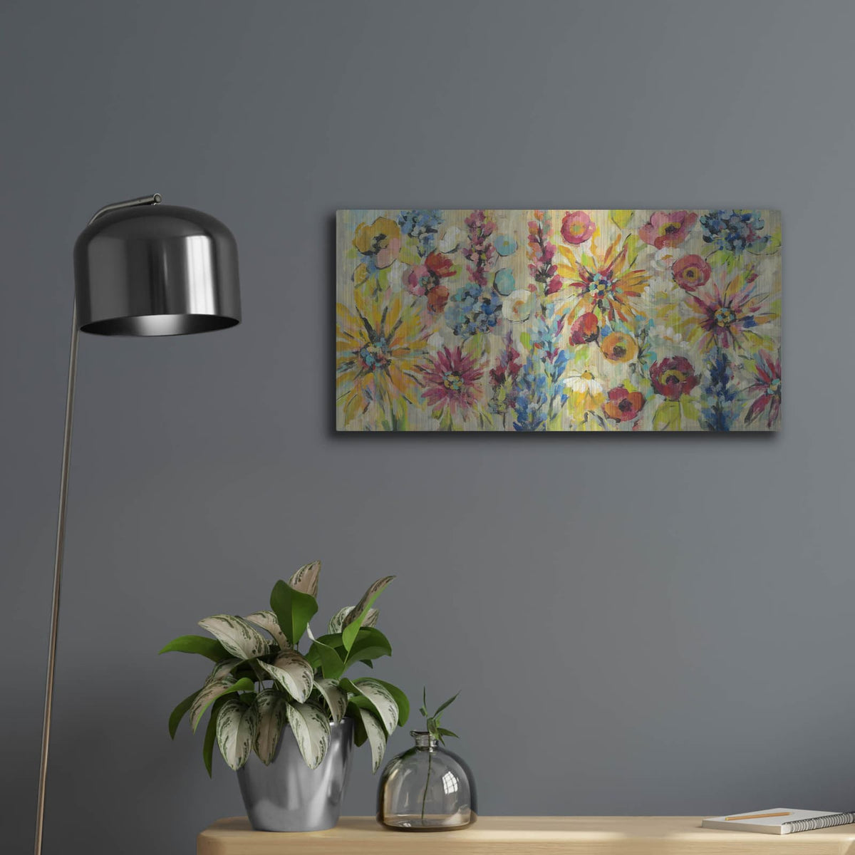 'May Garden' by Silvia Vassileva – Metal Wall Art, 24x12 room view