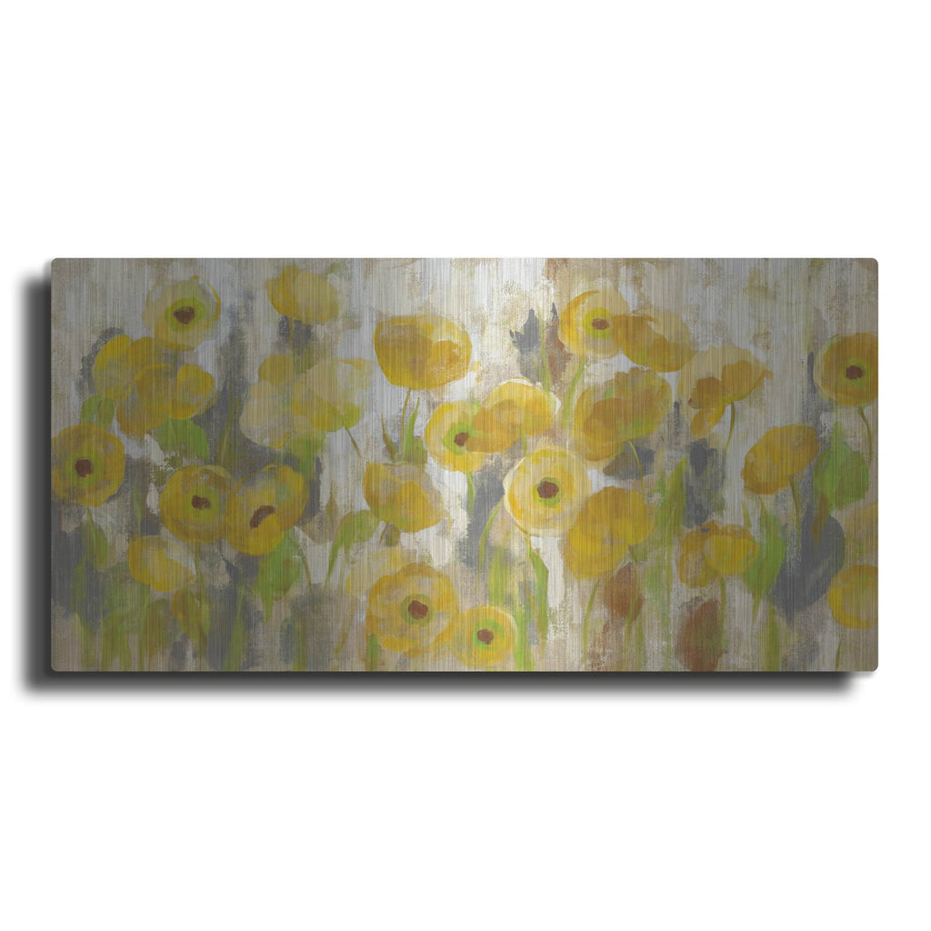 'Floating Yellow Flowers I' by Silvia Vassileva – Metal Wall Art