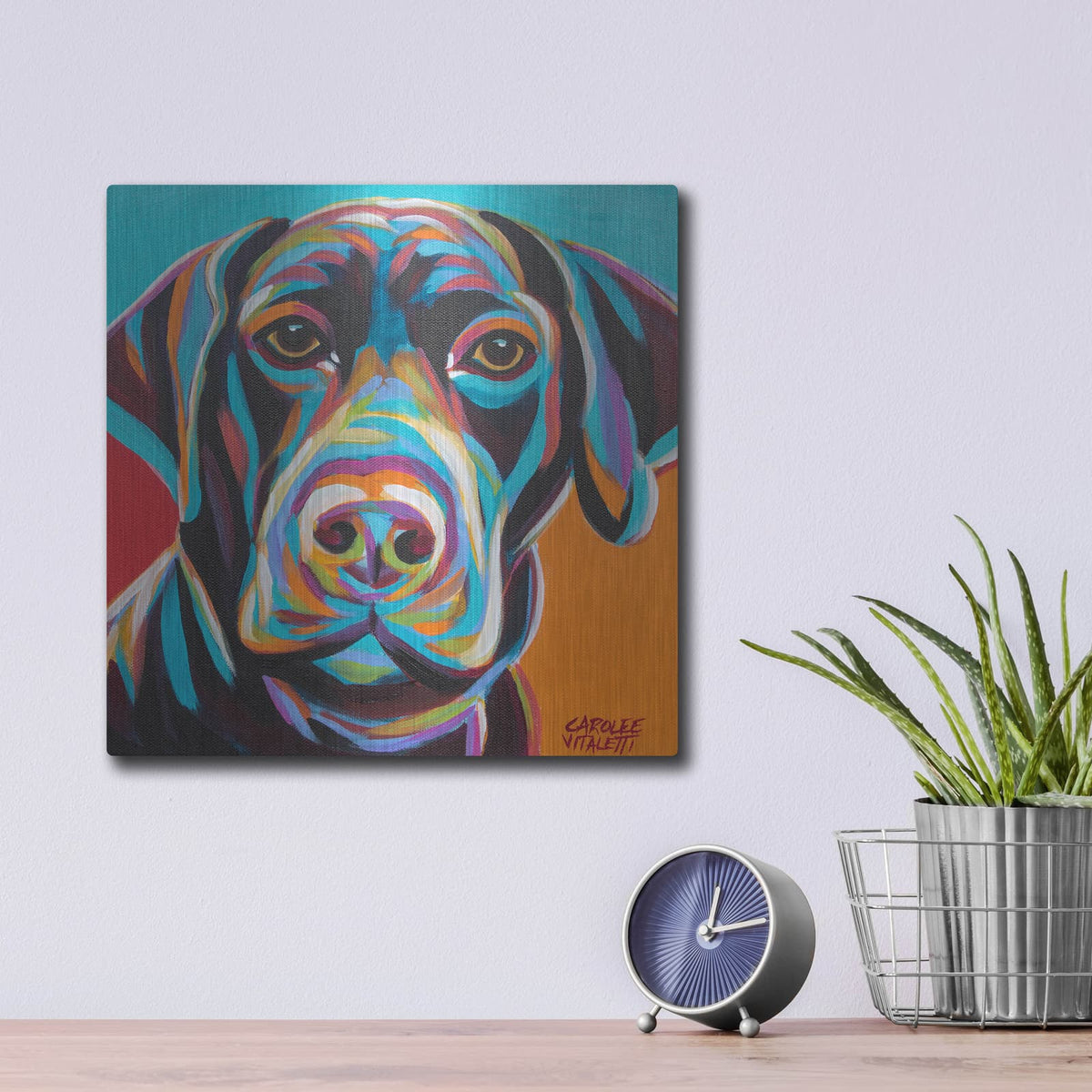 'Dog Friend II' by Carolee Vitaletti – Metal Wall Art, 12x12 room view