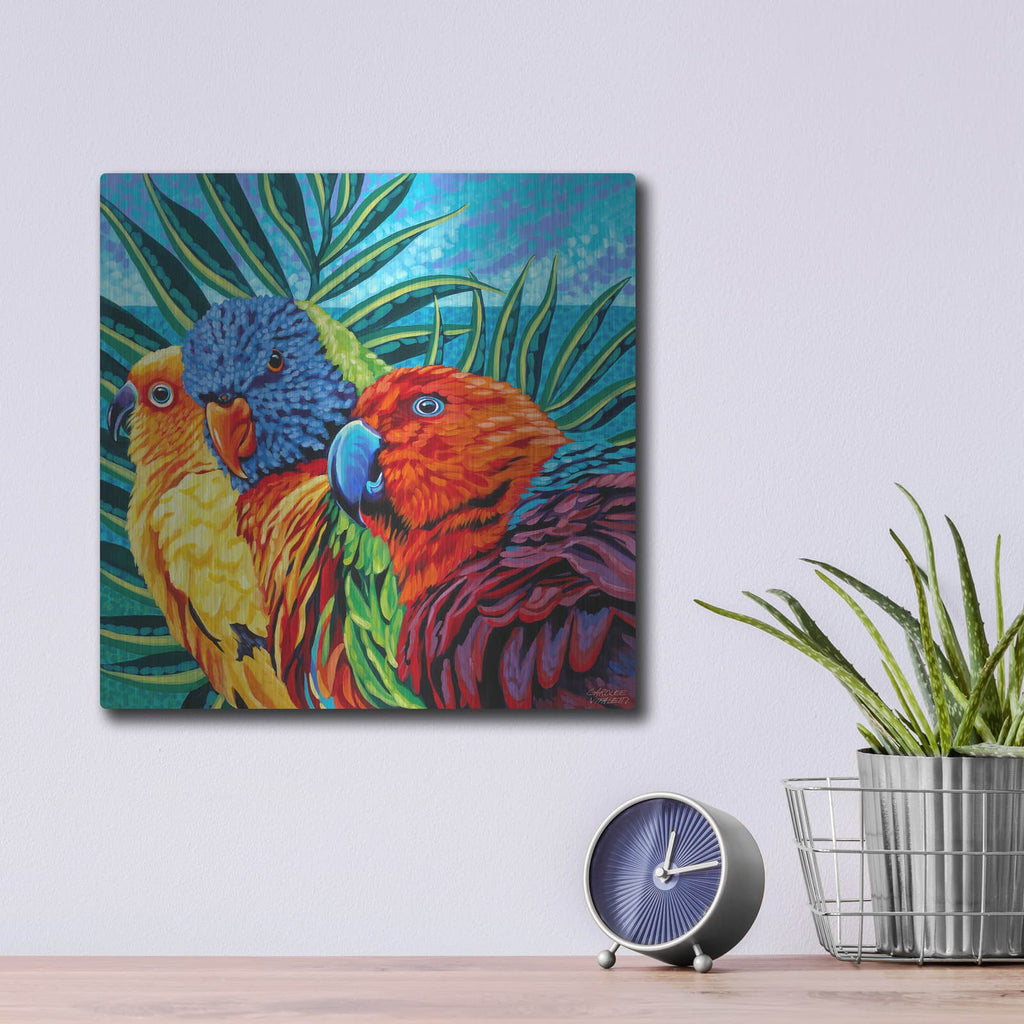 'Birds in Paradise I' by Carolee Vitaletti – Metal Wall Art, 12x12 room view