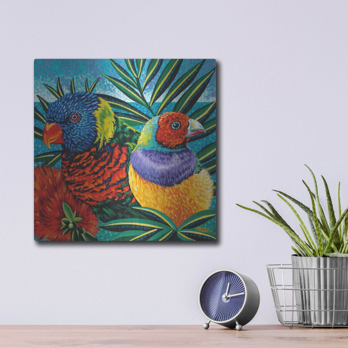 'Birds in Paradise II' by Carolee Vitaletti – Metal Wall Art, 12x12 room view